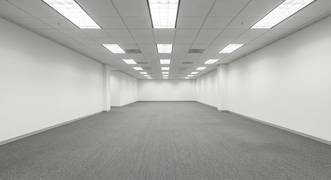 AI generated modern office interior visualization for commercial real estate - before AI enhancement